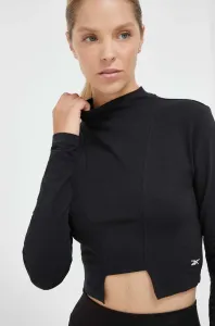 Tričko s dlouhým rukávem Reebok Classic černá barva, s pologolfem