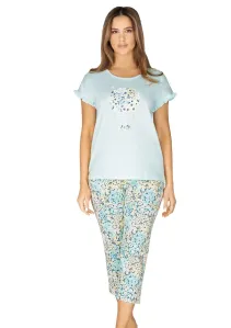 Dámské vzorované pyžamo s obrázkem 983/23 REGINA Barva/Velikost: tyrkys světlá / M