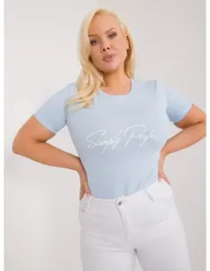 Dámské tričko plus size s kulatým výstřihem světle modré