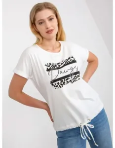 Dámské tričko s kulatým výstřihem bavlněné plus size DERRIS bílé