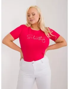 Dámské tričko z bavlny s potiskem plus size červené