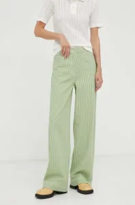 Kalhoty Remain dámské, zelená barva, jednoduché, high waist