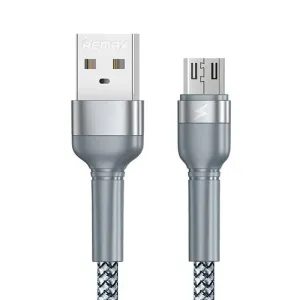 Kabel USB Micro Remax Jany Alloy, 1m, 2,4A (stříbrný)