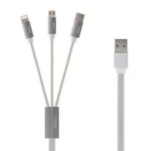 Remax Kerolla 3v1 USB kabel, 1 m (bílý)