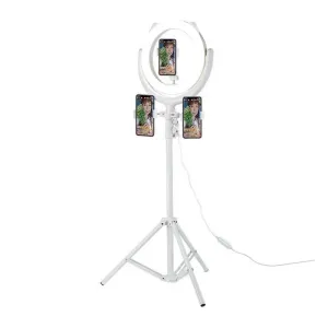 Selfie tyč/stojan Remax s držákem telefonu a LED světlem (bílá)