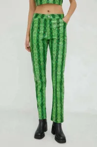 Kalhoty Résumé dámské, zelená barva, jednoduché, medium waist #4299343