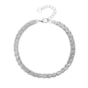 Stříbrný náhrdelník PLETENÝ skládaný Délka náramku: 17+3 cm