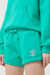Kraťasy Rip Curl dámské, zelená barva, s aplikací, high waist