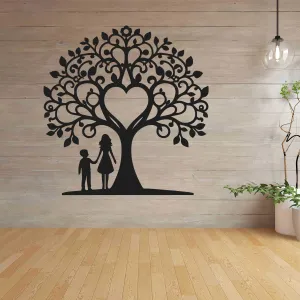 Rodinný strom ze dřeva na zeď - maminka a syn