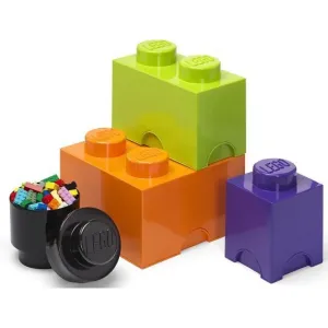 LEGO STORAGE - úložné boxy Multi-Pack 4 ks - fialová, černá, oranžová, zelená
