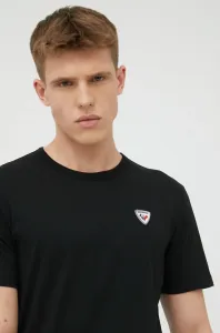 Bavlněné tričko Rossignol černá barva, s aplikací, RLKMY02