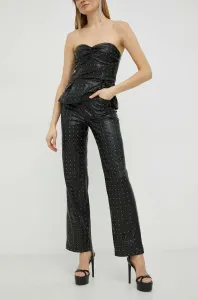 Kalhoty Rotate dámské, černá barva, jednoduché, high waist #4657830