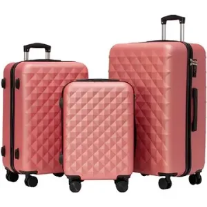 ROWEX Extra odolný cestovní kufr s TSA zámkem Crystal, rosegold, set kufrů (3 ks)
