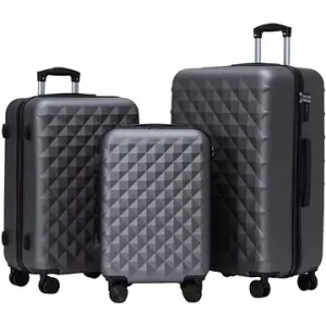 ROWEX Extra odolný cestovní kufr s TSA zámkem Crystal, šedočerná, set kufrů (3 ks)