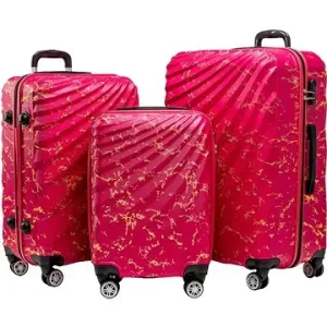 ROWEX Odolný skořepinový cestovní kufr Pulse žíhaný, růžová žíhaná, set 3 ks (40 l, 66 l, 109 l)