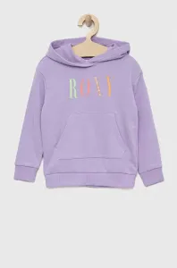 Dětská mikina Roxy fialová barva, s kapucí, s potiskem