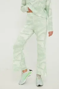 Kalhoty Roxy dámské, zelená barva, zvony, high waist