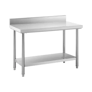 Pracovní stůl z ušlechtilé oceli 120 x 60 cm s lemem nosnost 137 kg - Pracovní stoly Royal Catering
