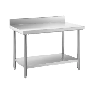 Pracovní stůl z ušlechtilé oceli 120 x 70 cm s lemem nosnost 143 kg - Pracovní stoly Royal Catering