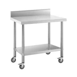Stůl z ušlechtilé oceli s kolečky 60 x 90 cm lemování nosnost 145 kg - Pracovní stoly Royal Catering