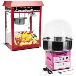 Stroj na popcorn a stroj na cukrovou vatu v sadě 1 600 W / 1 200 W ochranný kryt - Stroje na popcorn Royal Catering