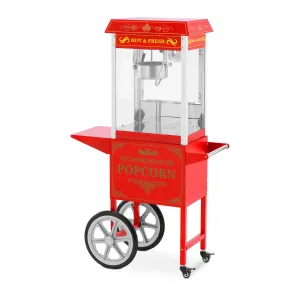 Stroj na popcorn s vozíkem retro design 150 / 180 °C červený - Stroje na popcorn Royal Catering