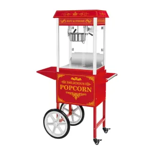 Stroj na popcorn s vozíkem retro design červený - Stroje na popcorn Royal Catering