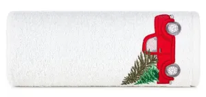 Bavlněný vánoční ručník bílý s autem #5431134