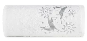 Bavlněný vánoční ručník bílý se soby #5441487
