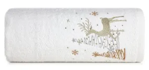 Bavlněný vánoční ručník bílý se soby #5435196