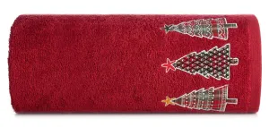 Bavlněný vánoční ručník červený se stromečky #5435213