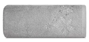 Bavlněný vánoční ručník šedé barvy s jemnou stříbrnou výšivkou #5441482