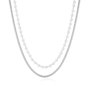 S`Agapõ Dvojitý ocelový náhrdelník s perlami Wisdom SWI05