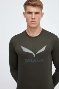 Sportovní tričko s dlouhým rukávem Salewa Solidlogo zelená barva, s potiskem