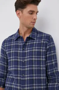 Bavlněné tričko Samsoe Samsoe pánské, tmavomodrá barva, regular, s klasickým límcem #5548684