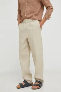 Plátěné kalhoty Samsoe Samsoe pánské, béžová barva, jednoduché #4284038