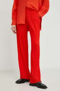 Kalhoty Samsoe Samsoe dámské, oranžová barva, široké, high waist