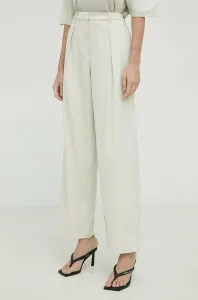 Kalhoty Samsoe Samsoe Zuri dámské, béžová barva, jednoduché, high waist #4937061