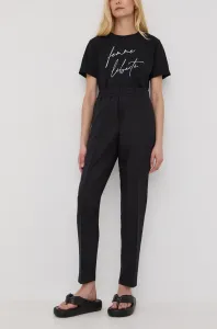 Plátěné kalhoty Samsoe Samsoe dámské, černá barva, jednoduché, high waist #2000819