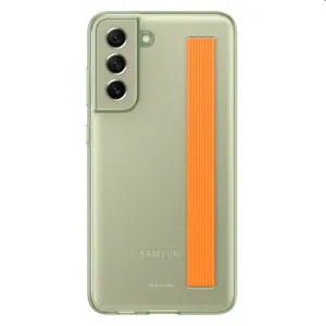 Samsung Galaxy S21 FE 5G Poloprůhledný zadní kryt s poutkem olivově zelený