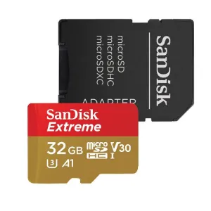 SanDisk Micro SDHC Extreme 32GB + SD adaptér, UHS-I U3 A1, Class 10-rychlost 100/60 MB/s (SDSQXAF-032G-GN6MA)