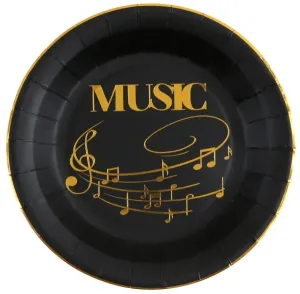 Santex Papírové talíře - Music, černé