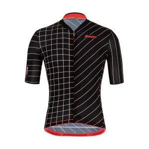 SANTINI Cyklistický dres s krátkým rukávem - SLEEK DINAMO - červená/černá XL
