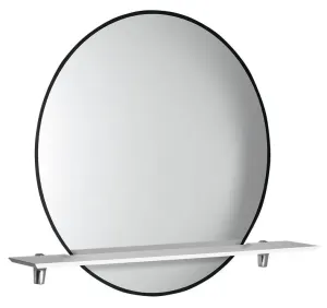 SAPHO SHARON kulaté LED podsvícené zrcadlo s policí ø 80cm, černá mat ((E28904CI-01) 31255CI-01