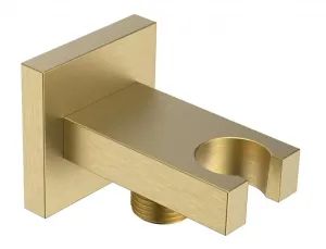 SAPHO Držák sprchy hranatý, pevný, s vyústěním, zlato mat AQ591GB