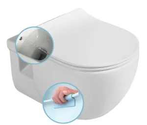 SAPHO BRILLA CLEANWASH závěsná WC mísa s bidetovou sprškou, Rimless, 36,5x53cm, bílá 100612