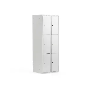 Boxová šatní skříň CLASSIC, 2 sekce, 6 boxů, 1740x600x550 mm, šedá, šedé dveře