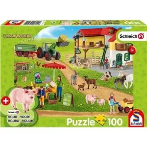 Puzzle Schleich Farma s prodejním stánkem 100 dílků + figurka Schleich