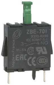 Schneider Electric Zbe701 Contact Block, 120V, 3A, 1Pole
