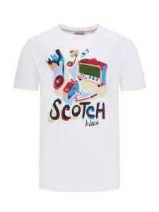 Nadměrná velikost: Scotch & Soda, Tričko s barevným potiskem vpředu Bílá #4856040